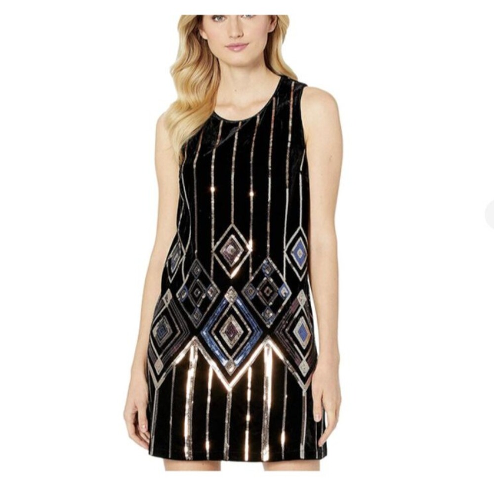Miss Me Velvet Black Mini Dress Sequins, Cocktail, Party Sz Medium
